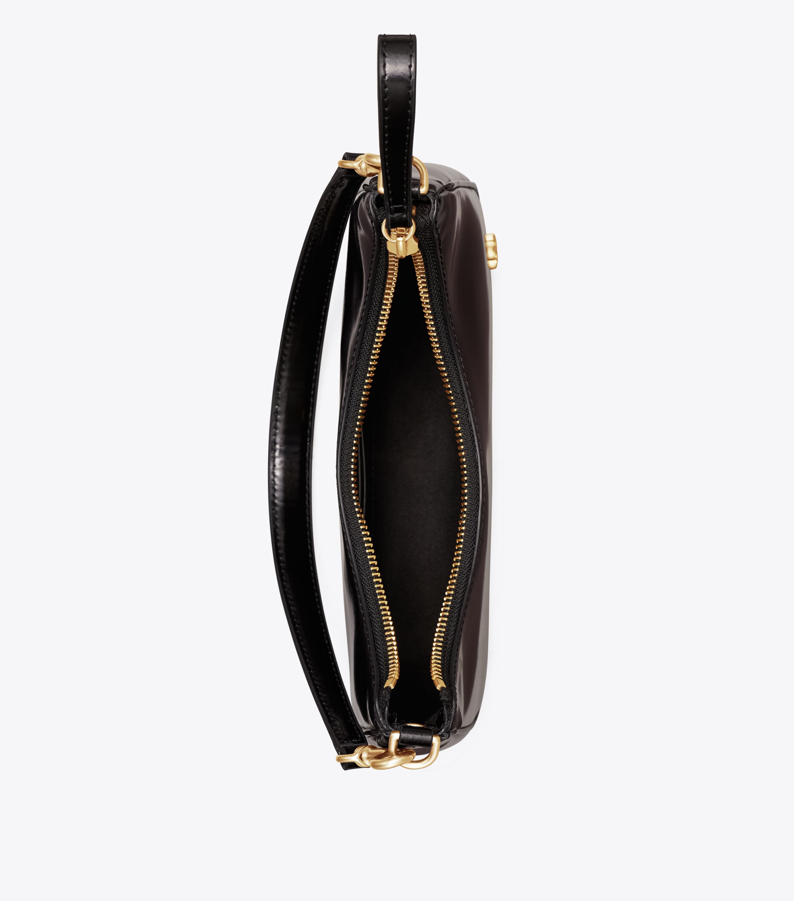 Small 151 Mercer Spazzolato Crescent Bag, Black / Rolled Gold