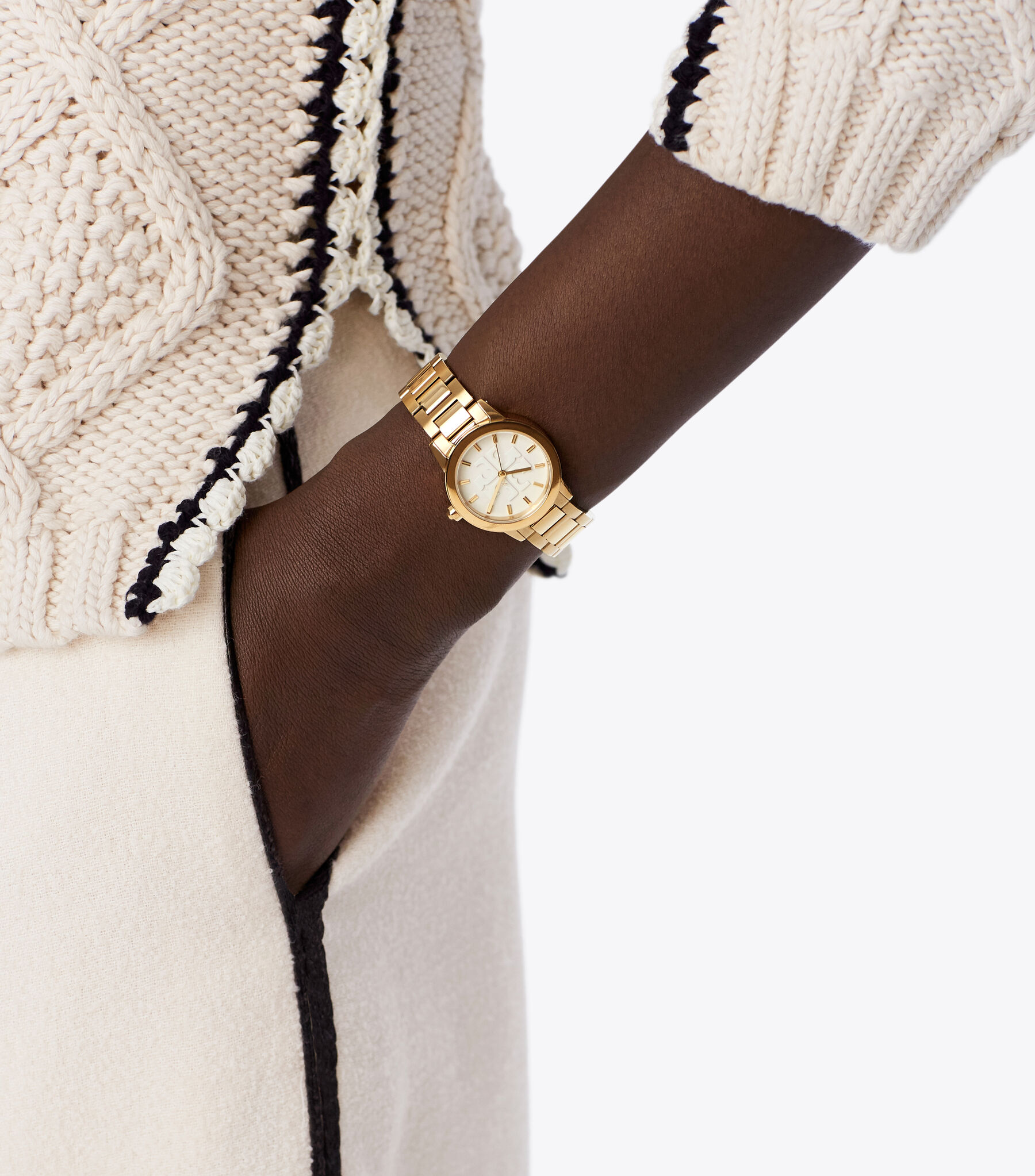 Tory Burch TBW2004 Gigi Ladies Gold Steel Watch 28mm Ivory Dial 3ATM Quartz Tory Burch Gigi Watch Women 28mm White Dial Gold Tone Round  main image 2