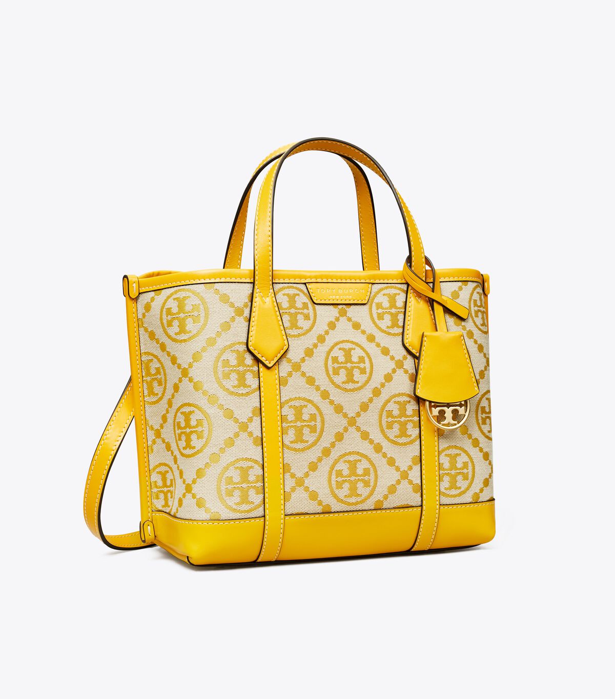 tory burch perry t monogram small triple compartment tote