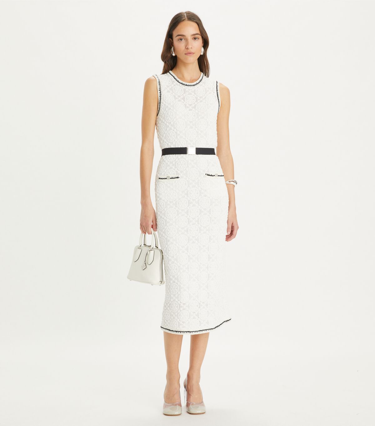 tory burch cotton pointelle knitted tank dress