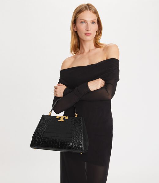 Eleanor Croc-Embossed Satchel