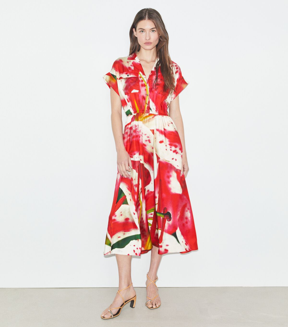 tory burch printed silk twill shirtdress