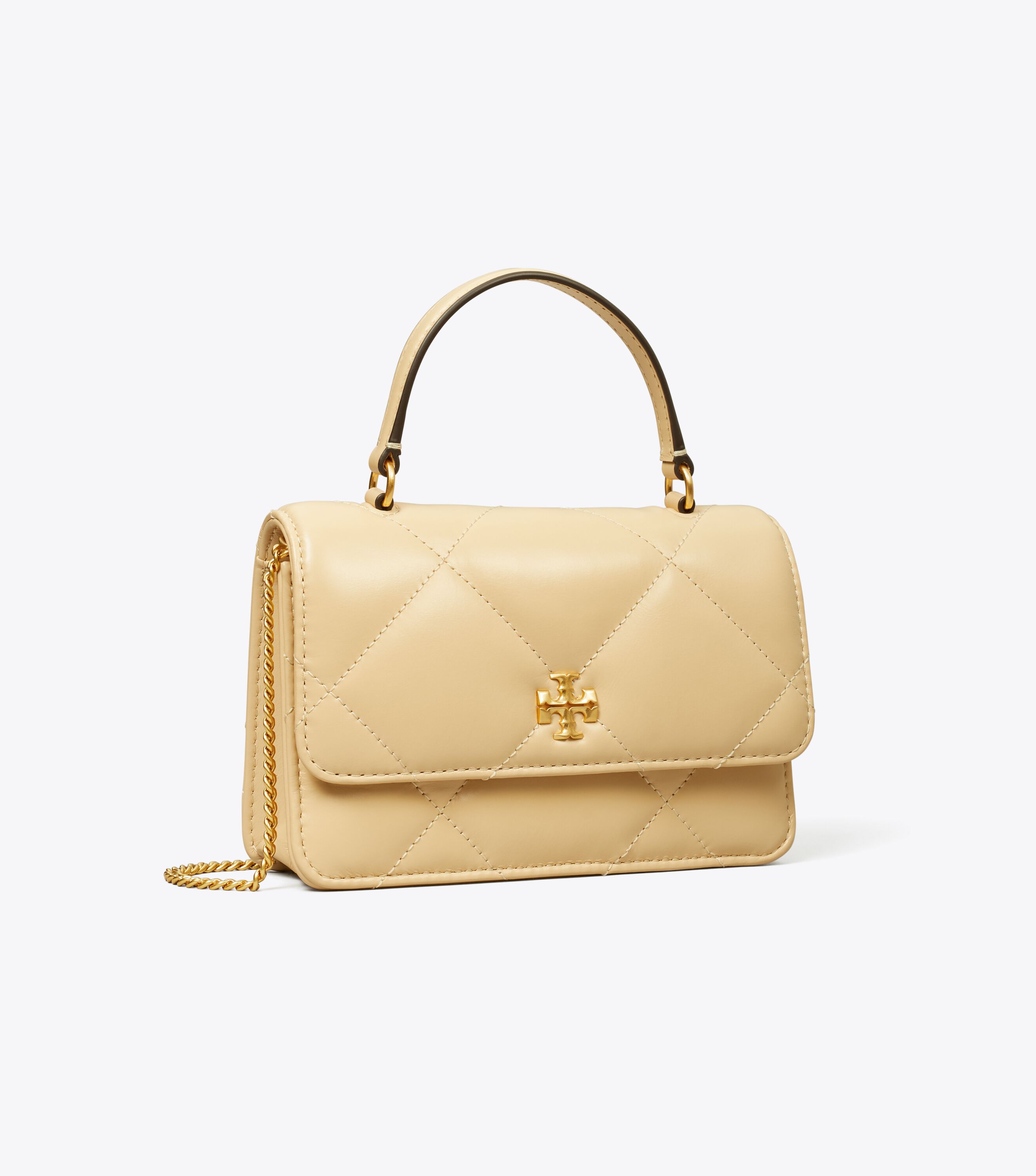 Mini Kira Diamond Quilt Top-Handle Crossbody, Vanilla Soft