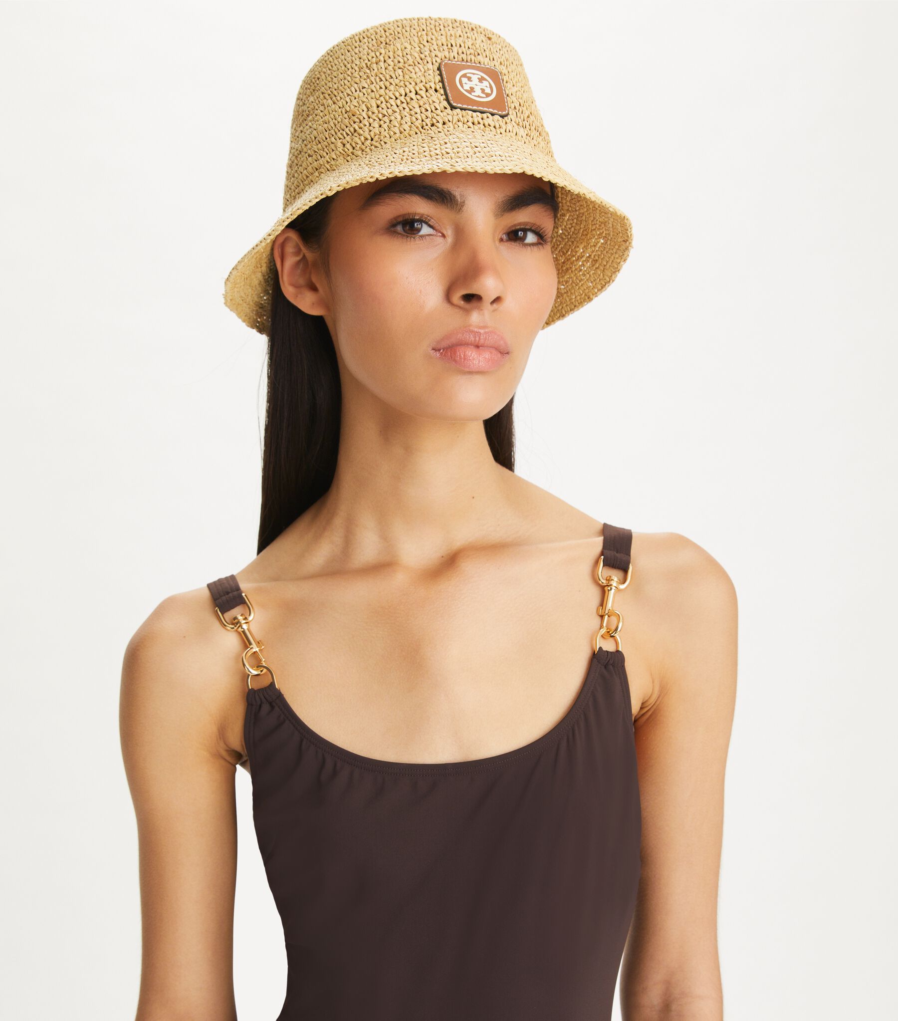 Burch Logo Tory Burch Sun Hat Tory Burch T-Monogram Bucket Hat