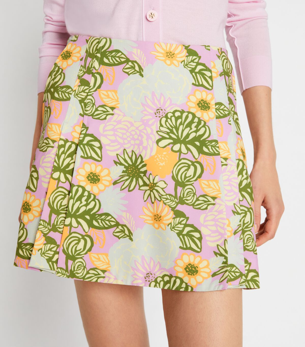 tory burch printed box pleat skort
