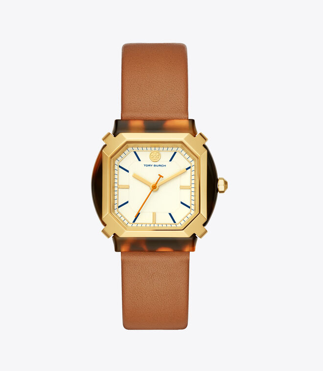 Blake Watch, Luggage Leather/Gold/Tortoise, 35 MM