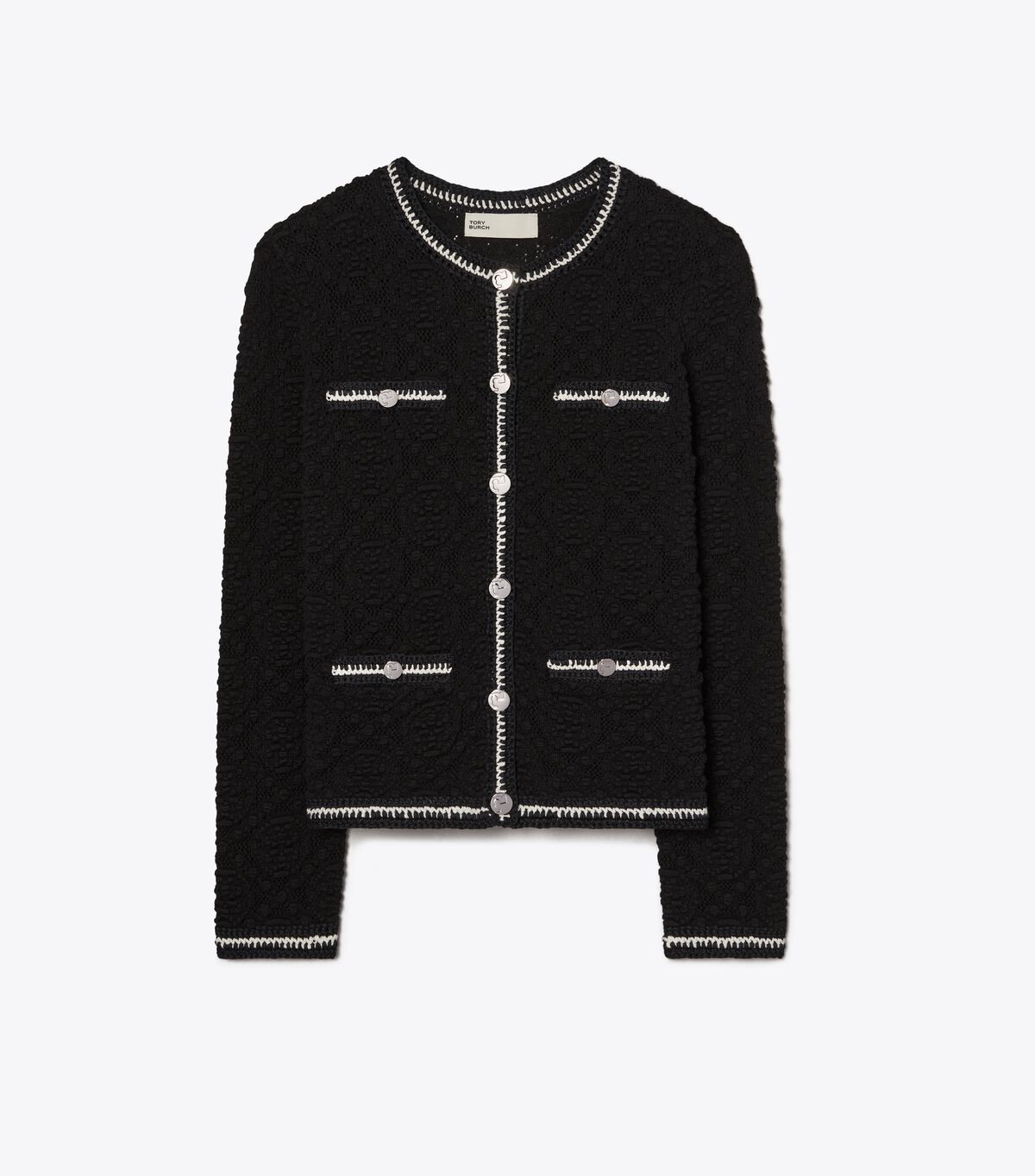 tory burch kendra logo lace cardigan