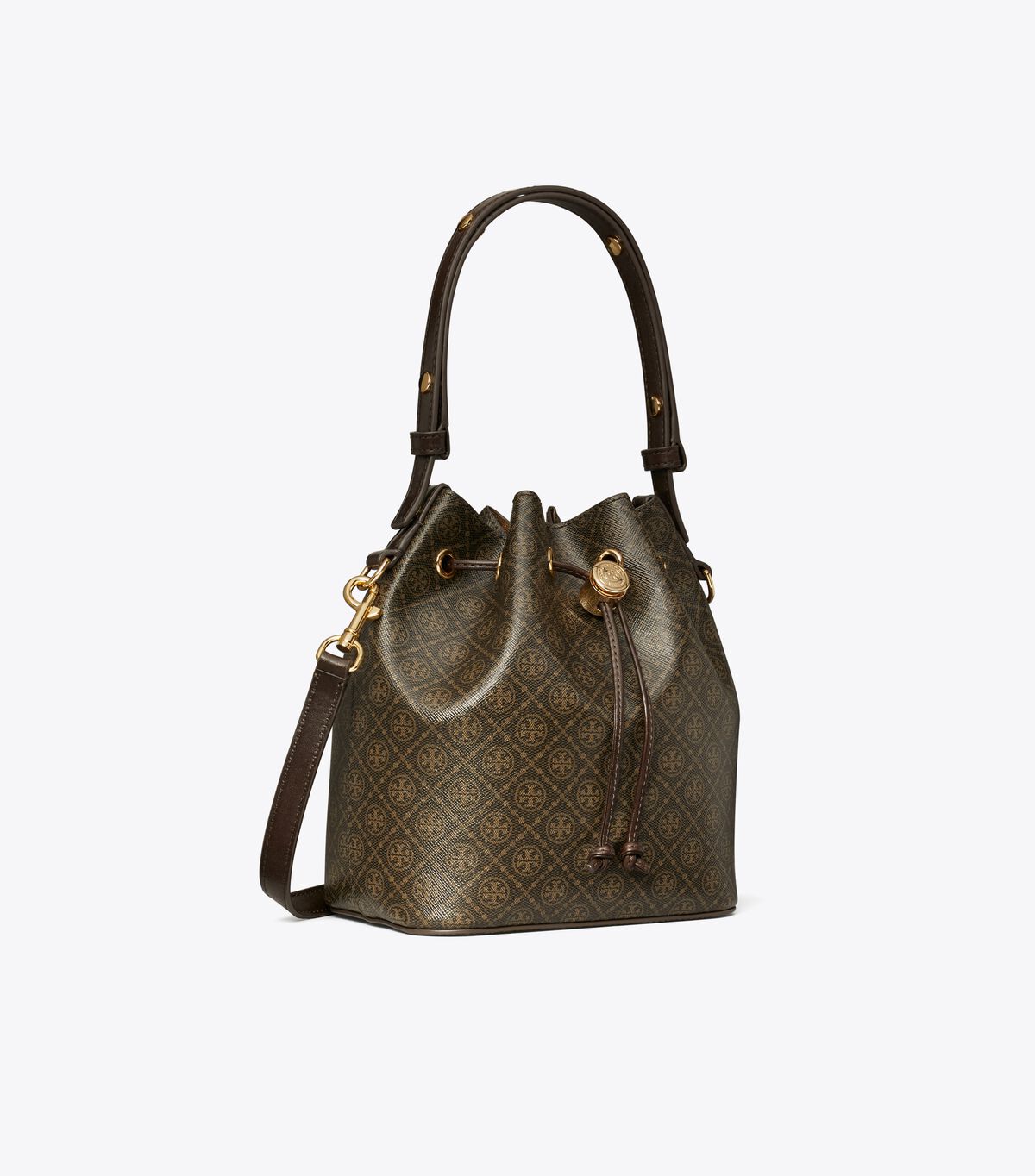tory burch t monogram coated canvas bucket bag