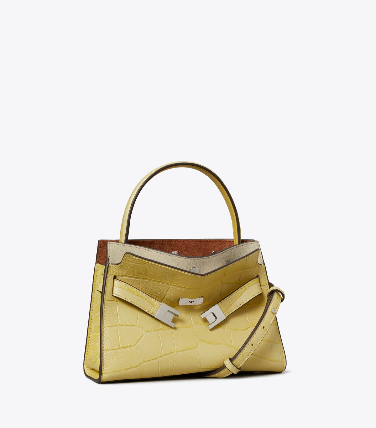 tory burch petite lee radziwill croc embossed double bag