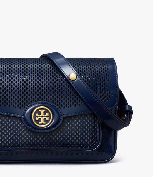 Tory Burch Robinson Perforated Colorblock Leather Shoulder Bag