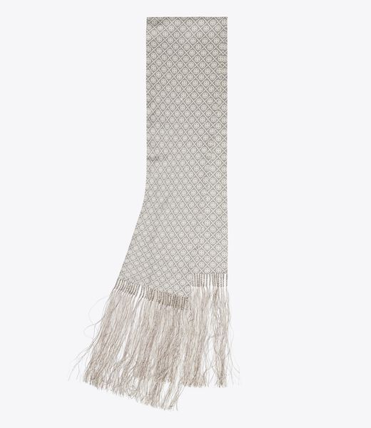 tory burch t monogram fringed oblong scarf