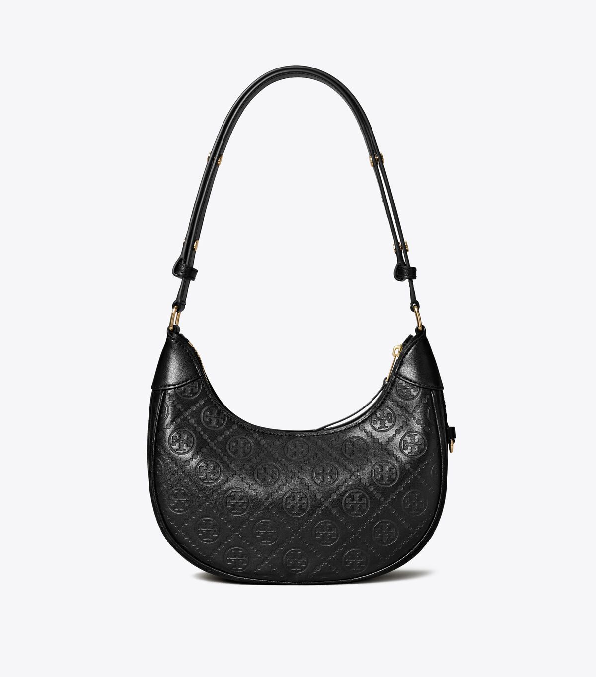 tory burch t monogram leather crescent bag