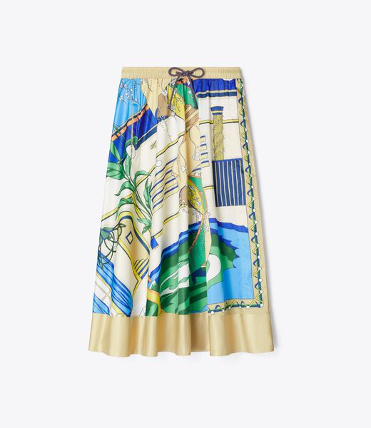 tory burch printed nylon satin skirt