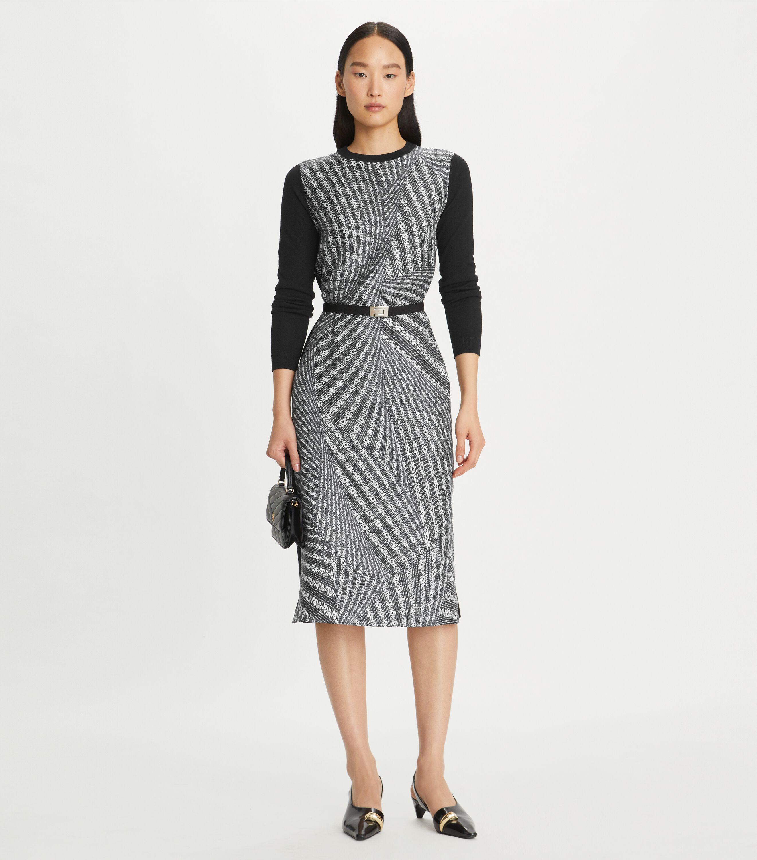 Greer Silk Front Sweater Dress Ready To Wear Tory Burch
