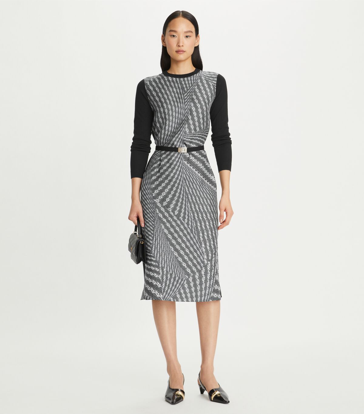 tory burch greer silk front sweater dress