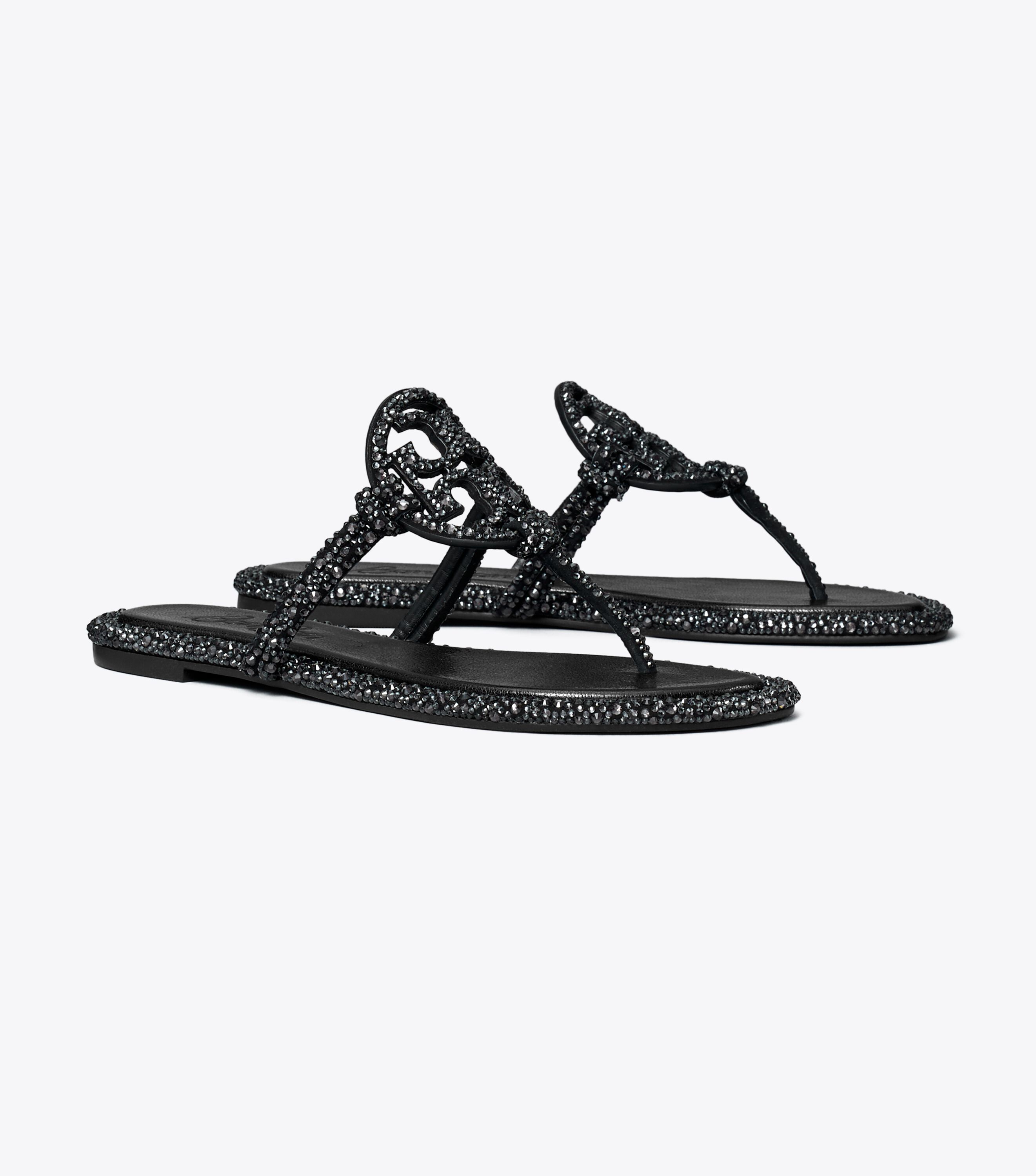 TB x BonBon Miller Knotted Crystal Sandal, Perfect Black