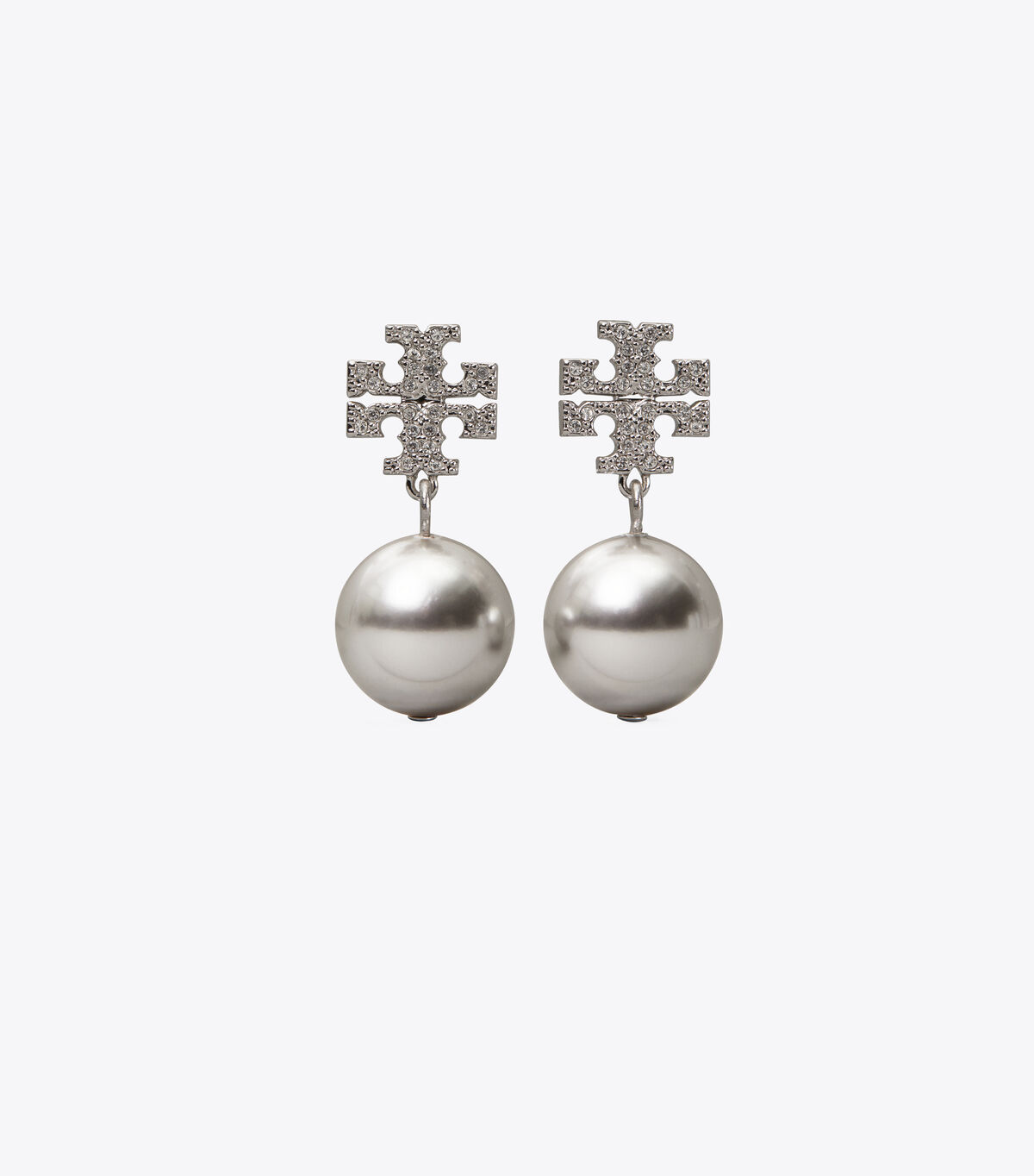 Crystal-Pearl Logo Drop Earring