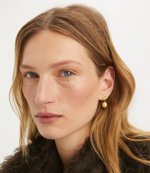 tory burch kira clover pearl drop earring