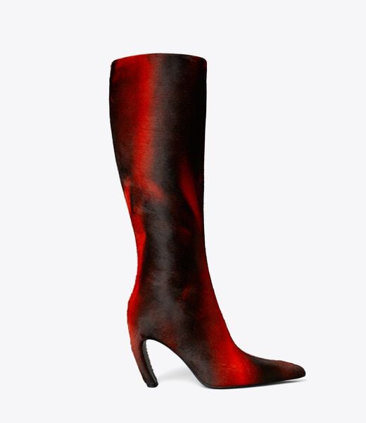 tory burch tall printed calf hair boot
