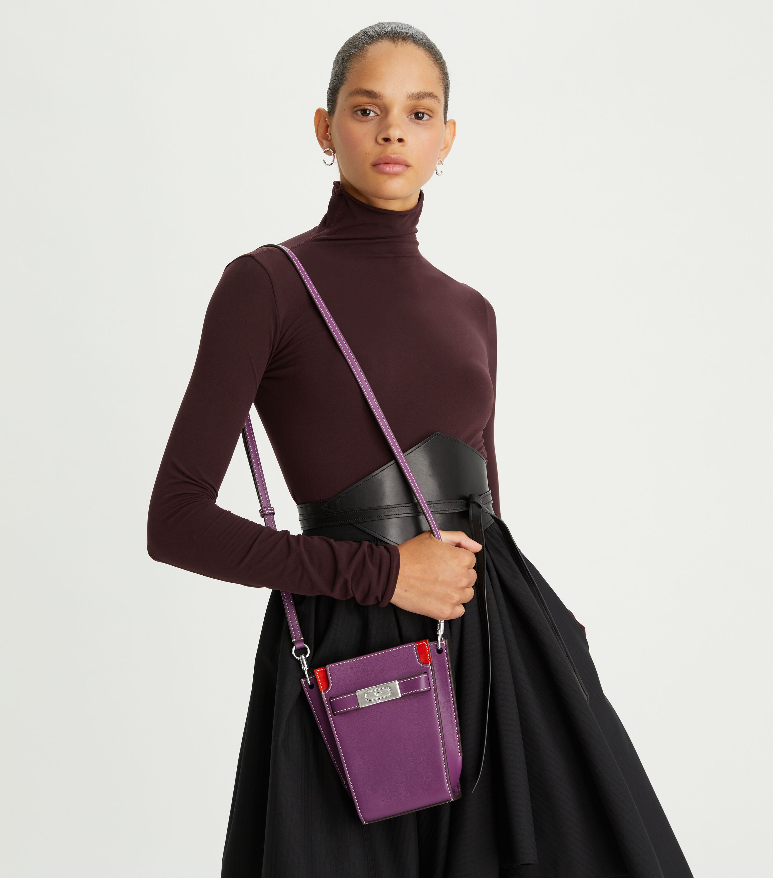 12020 TORY BURCH Lee Radziwill Double Petite Bucket Bag WILD THISTLE