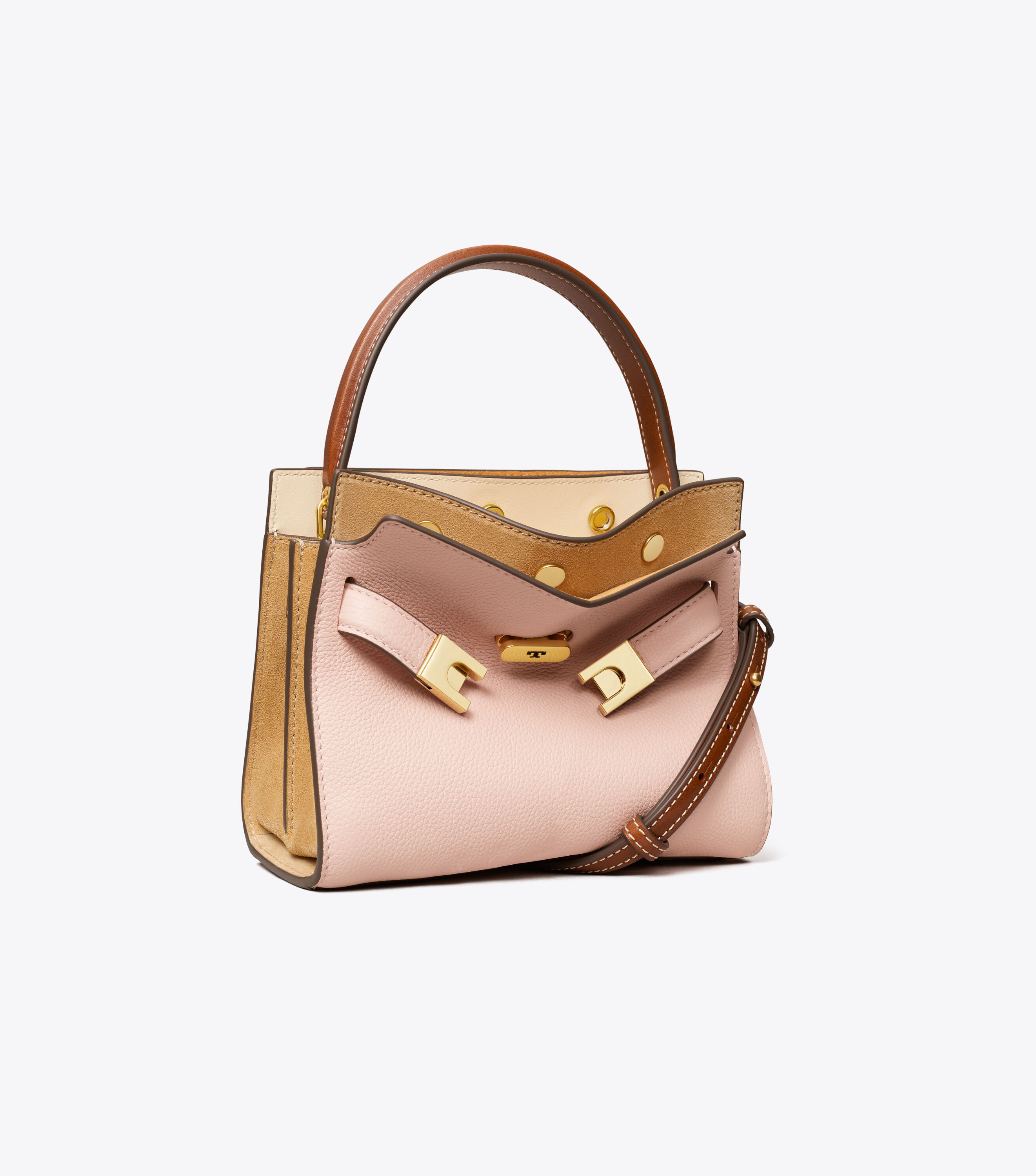 Petite Lee Radziwill Pebbled Double Bag, Pink Sand | Tory Burch UAE