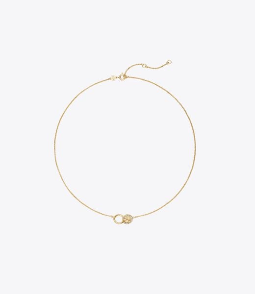 tory burch icon pave interlocking pendant necklace