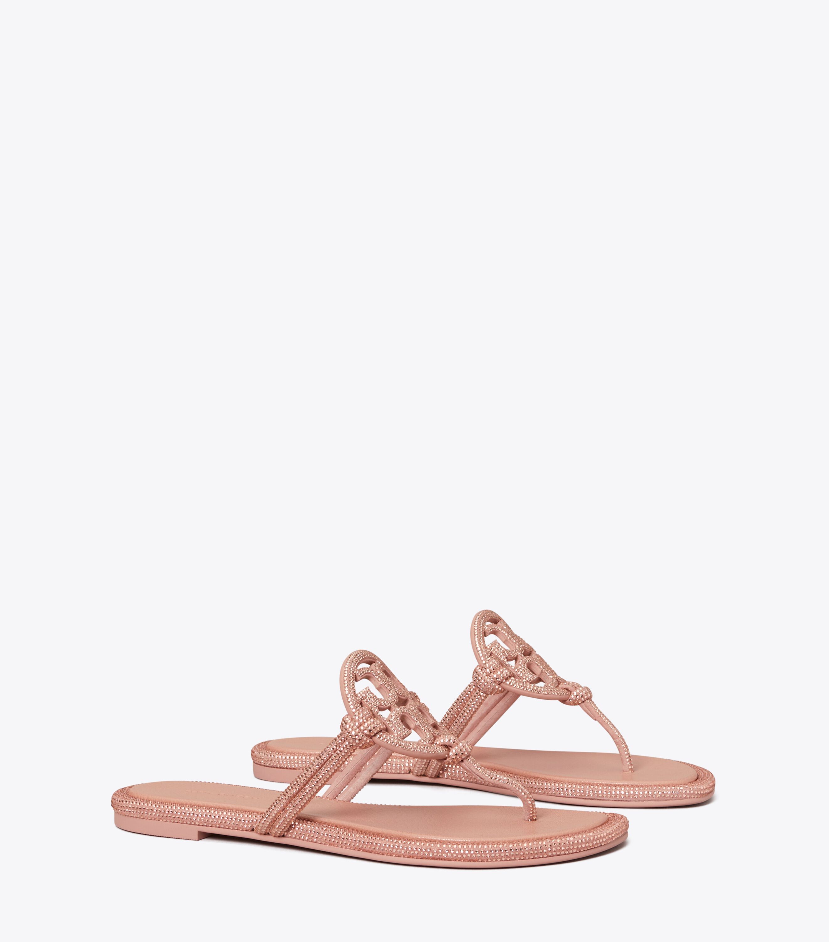 Tory burch rose gold flip flops on sale