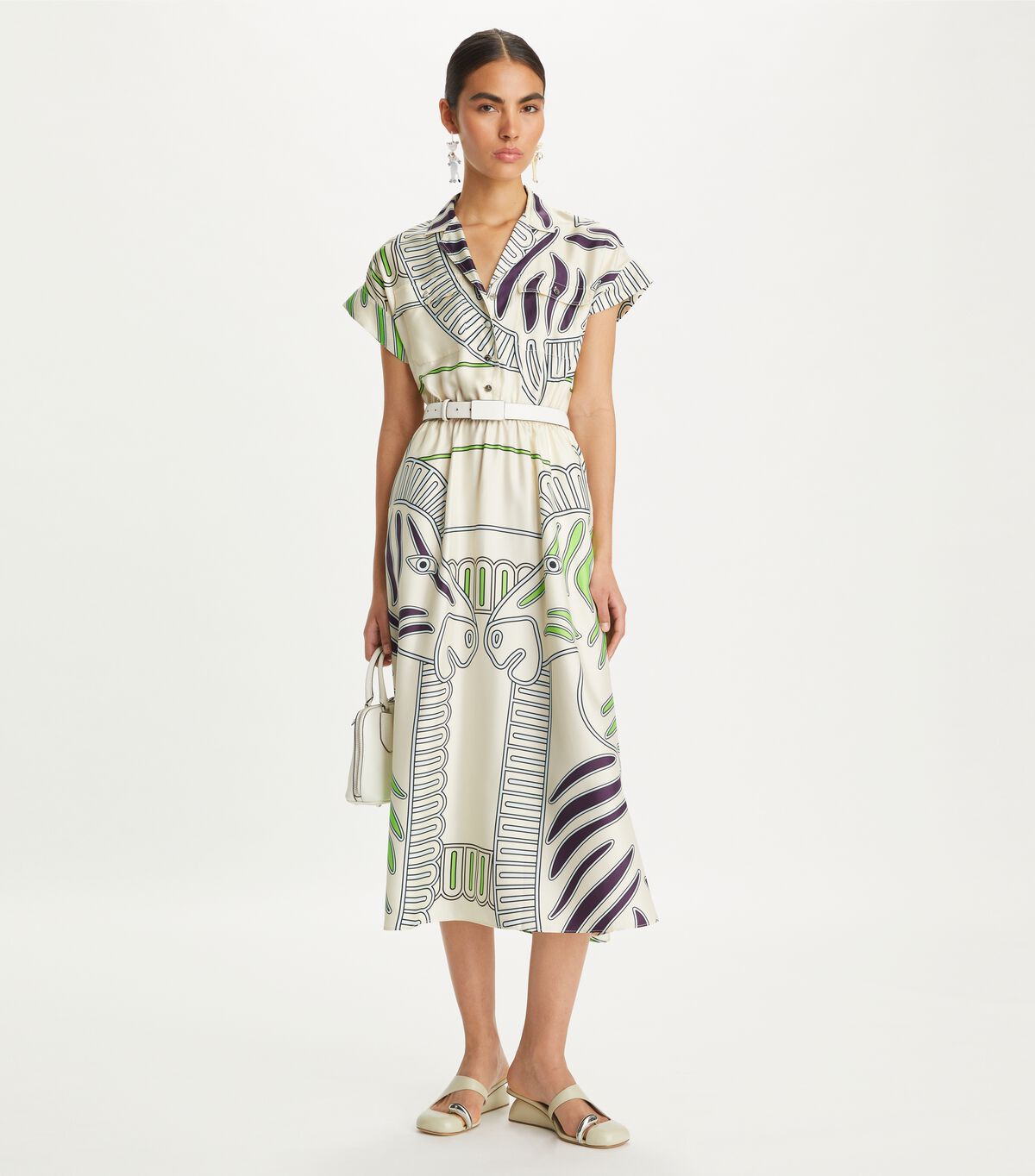 tory burch printed silk twill shirtdress