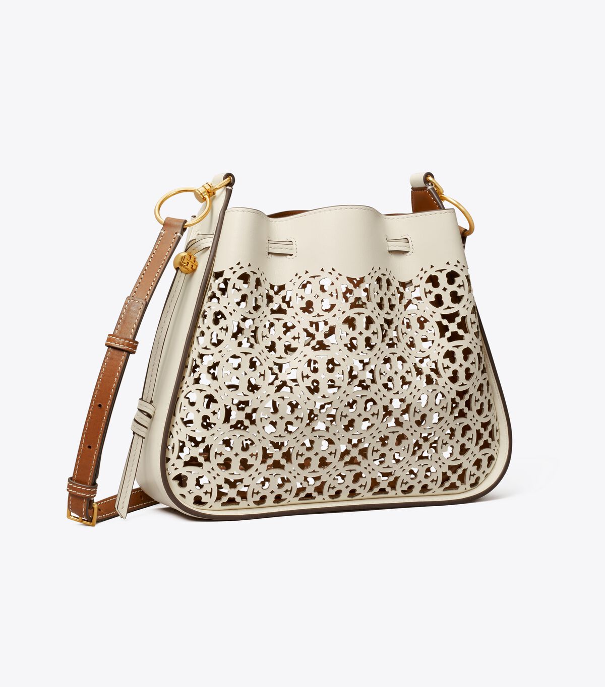 tory burch t monogram laser cut bell bag
