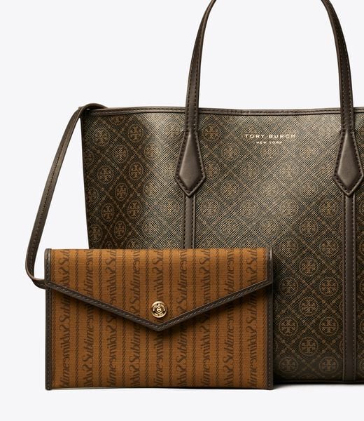 tory burch small perry coated canvas tote