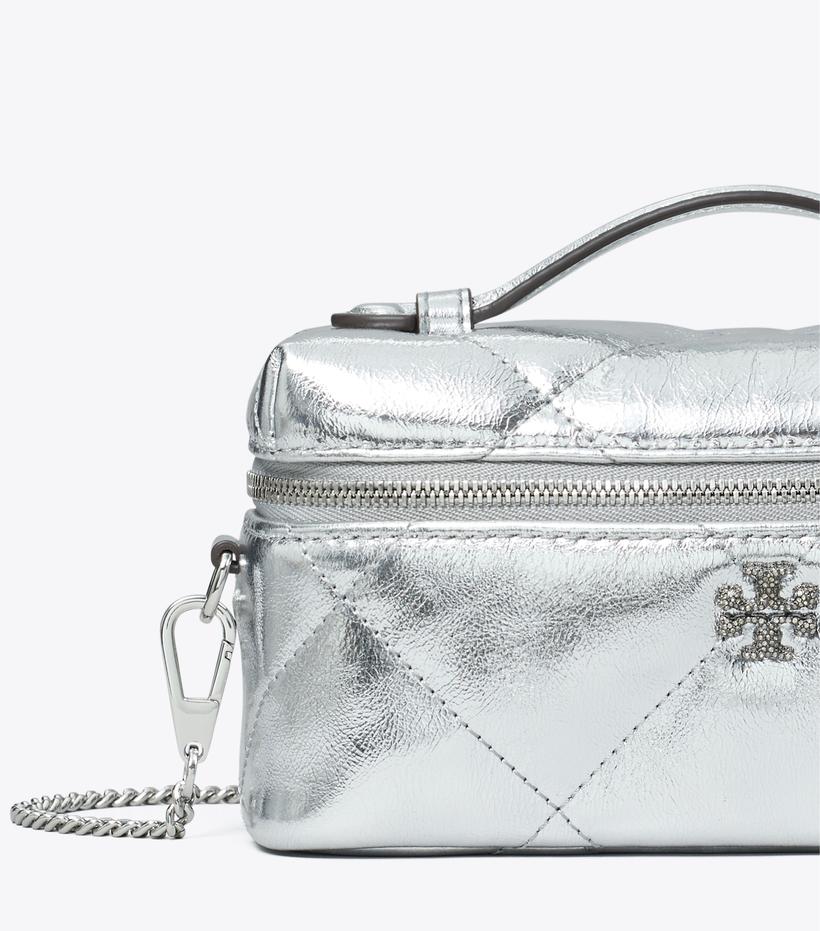 Kira Diamond Quilt Metallic Vanity Case, Silver | Tory Burch UAE