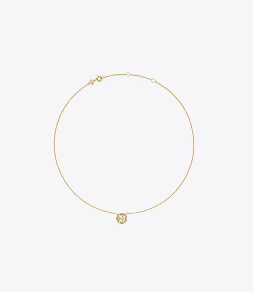 tory burch miller pave logo delicate necklace