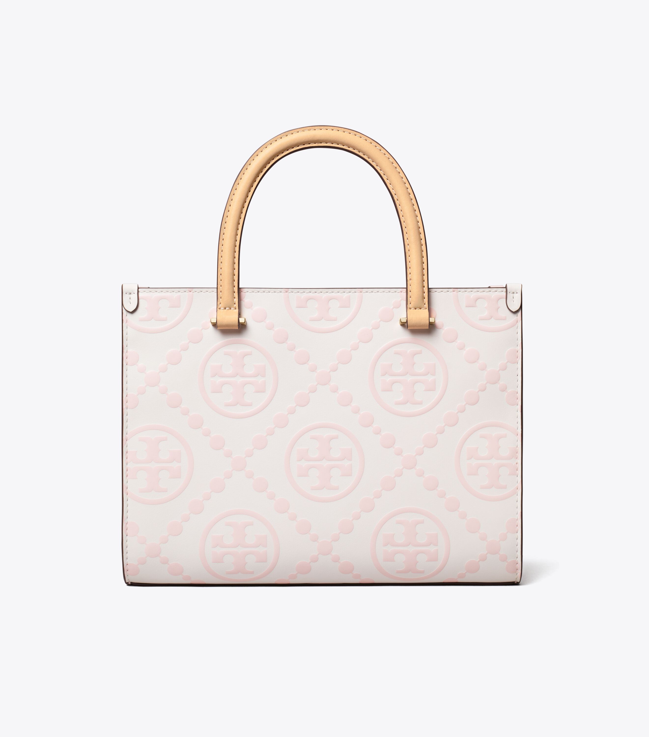 Tory Burch トートバッグ ピンク/ホワイト T Monogram Contrast Embossed Top-Handle Tote, Powder Pink | Tory