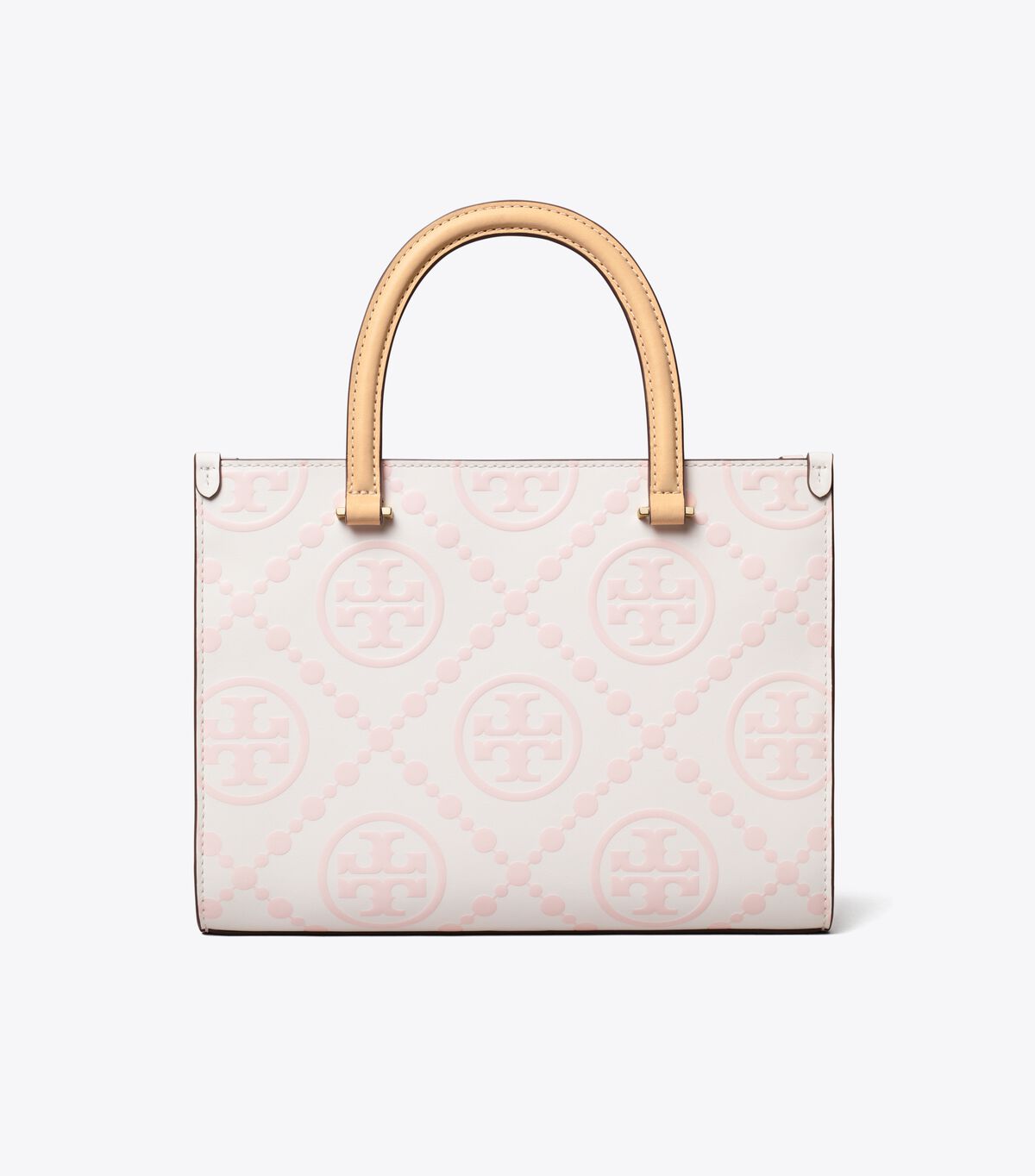 tory burch t monogram contrast embossed top handle tote