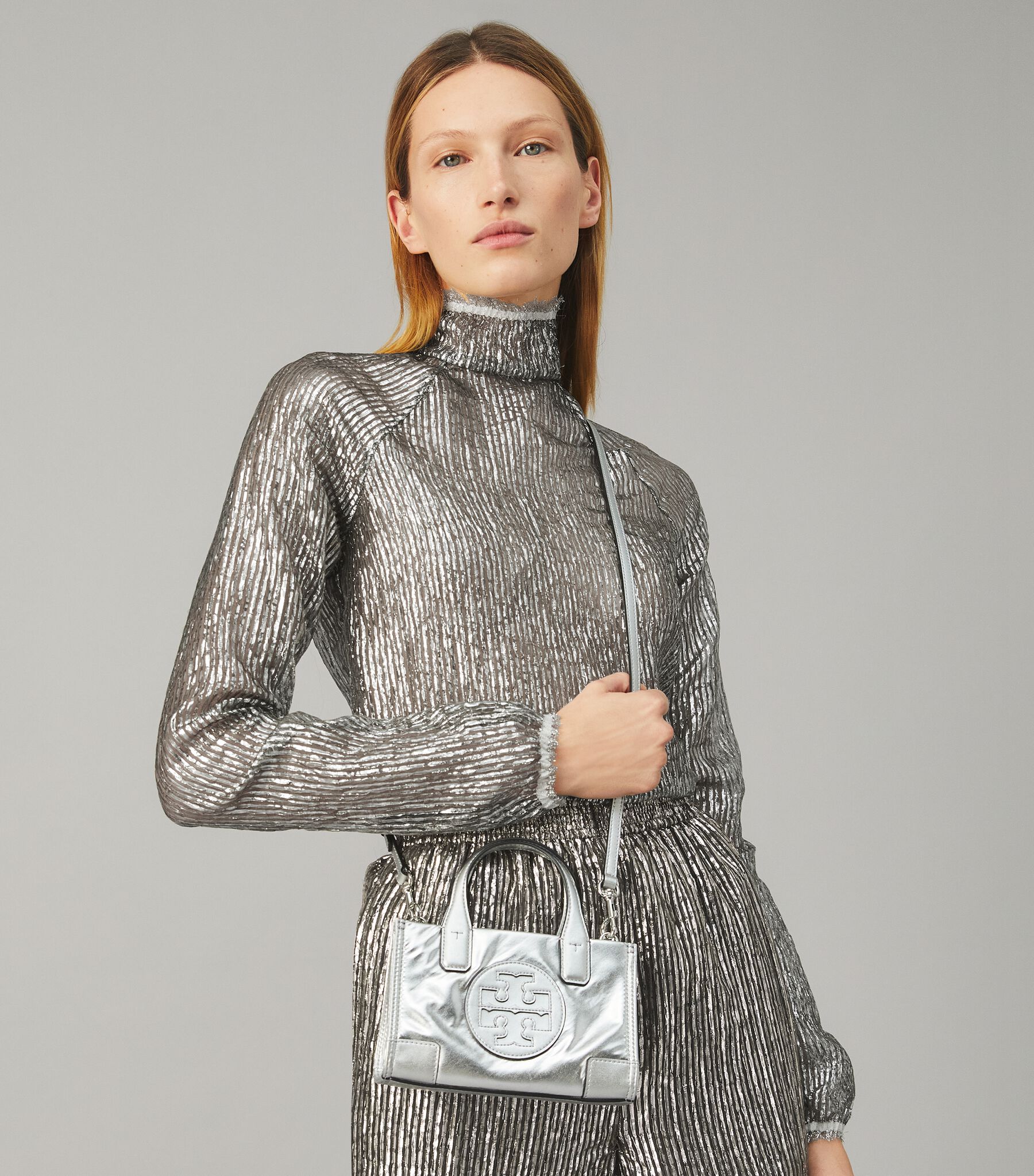 Ella Metallic Micro Tote, Silver | Tory Burch UAE