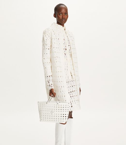 tory burch ella croc embossed market tote