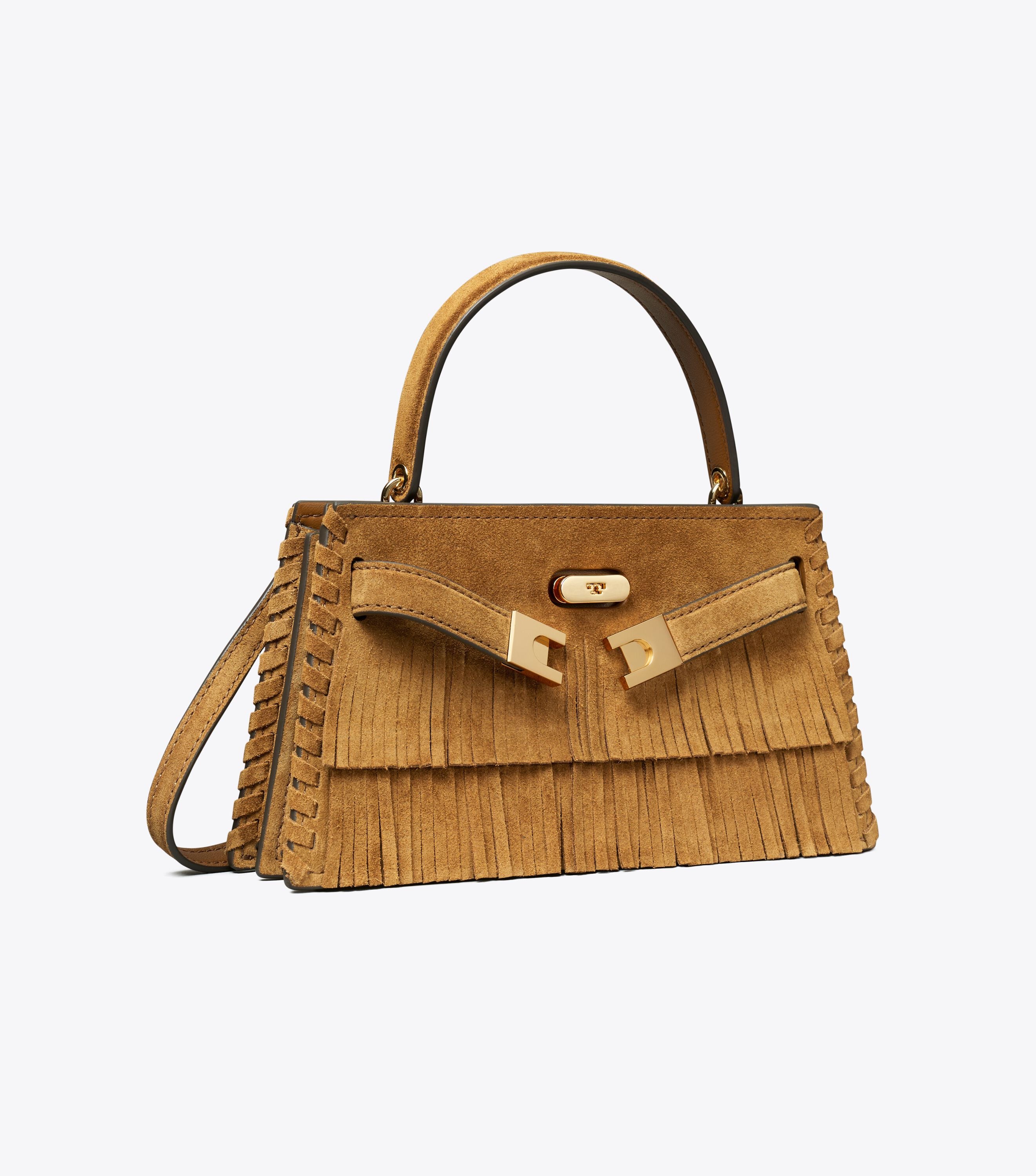 Mini Lee Radziwill Suede Fringe Top-Handle Bag, Wild Tabacco