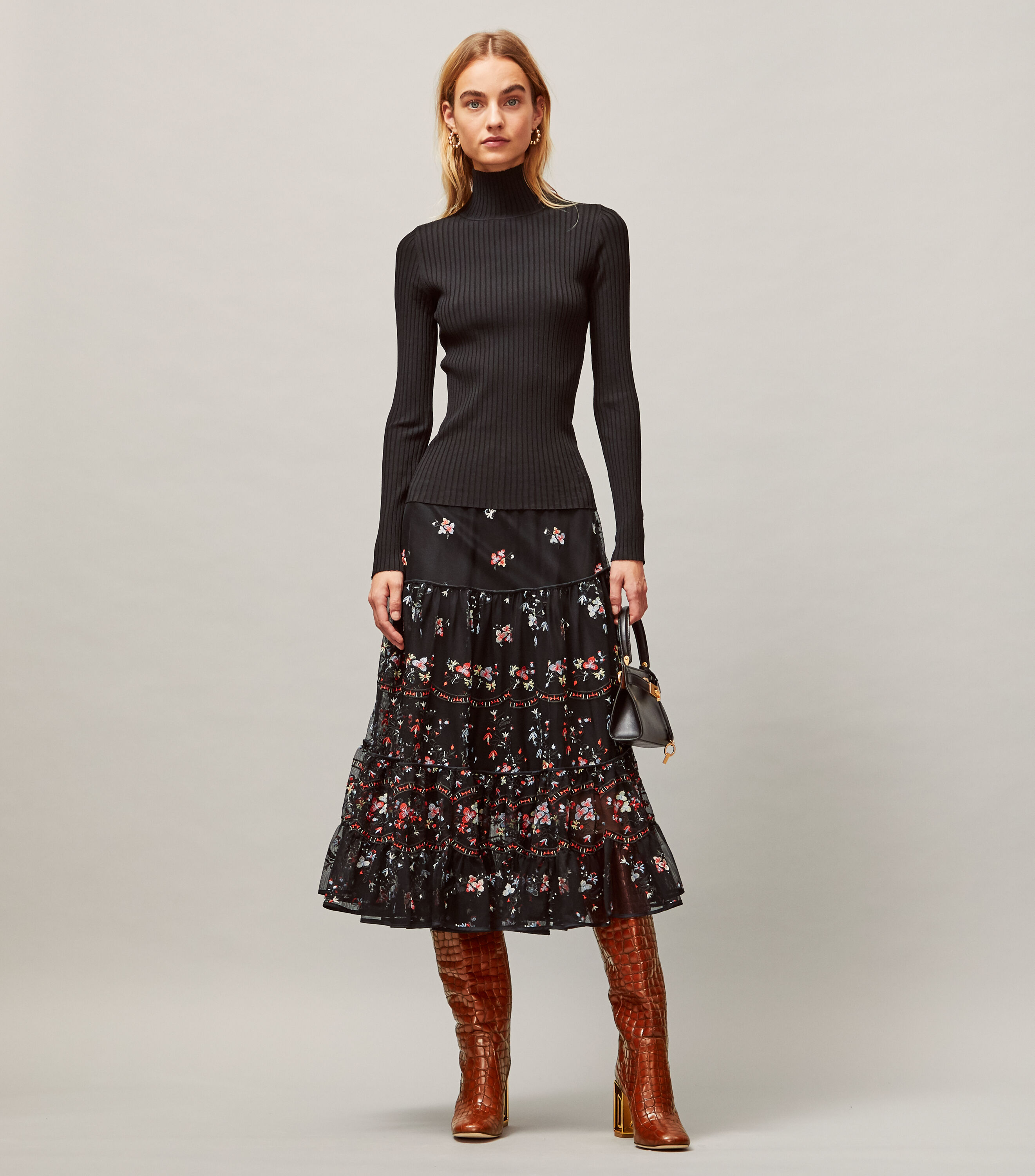 Embroidered tulle skirt tory burch 2025