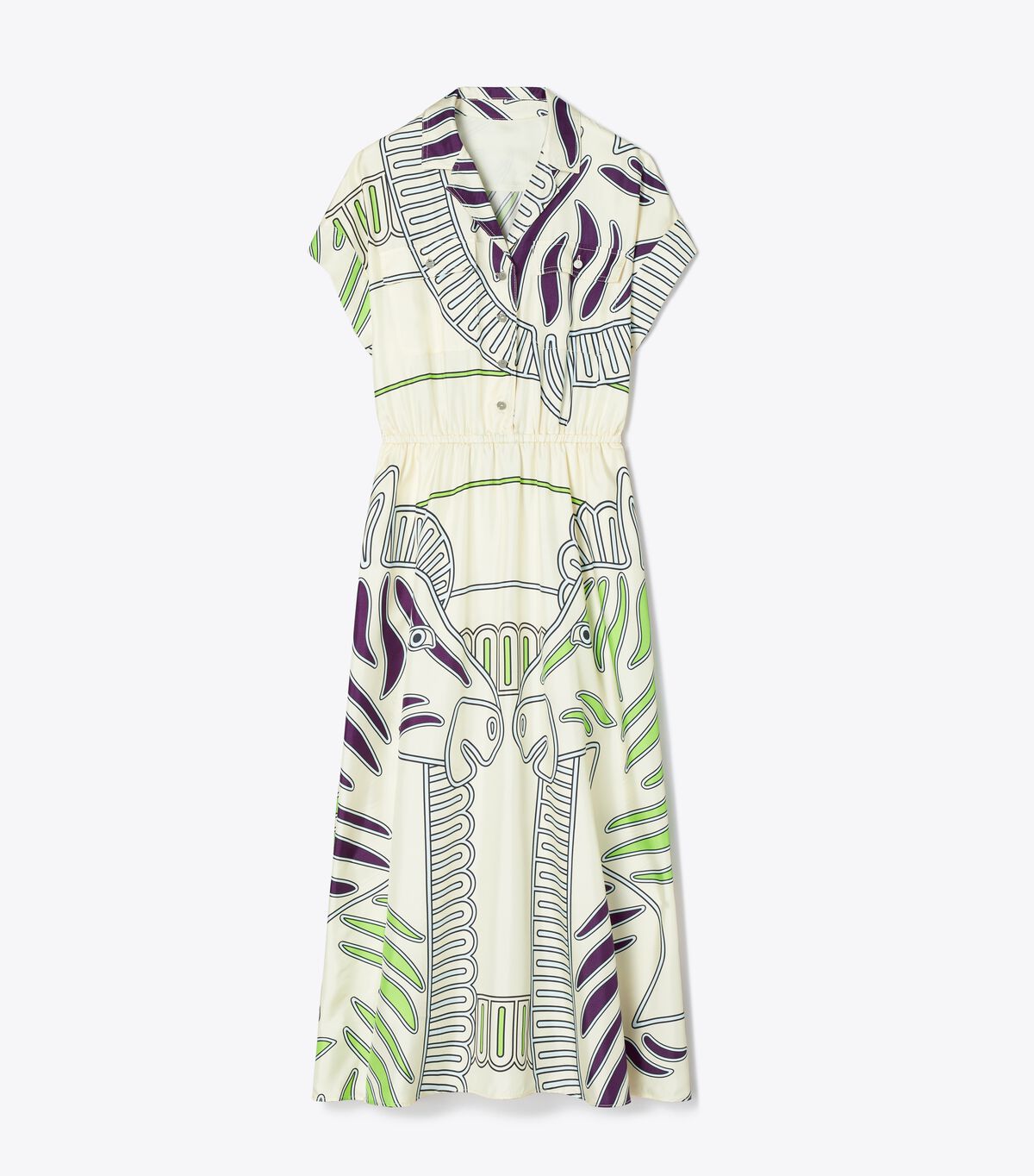 tory burch printed silk twill shirtdress