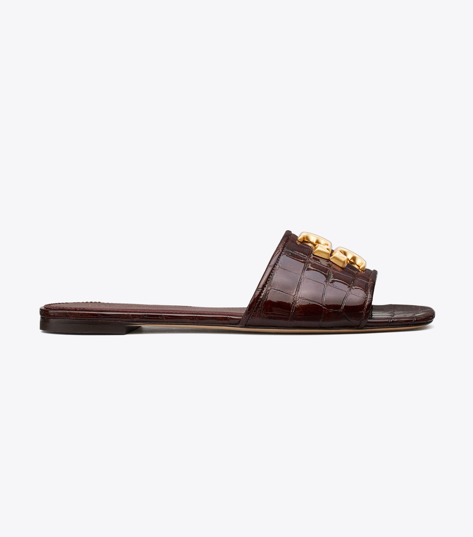 Eleanor Slide, Brown Croc Dark Carmine Gold Tory Burch UAE