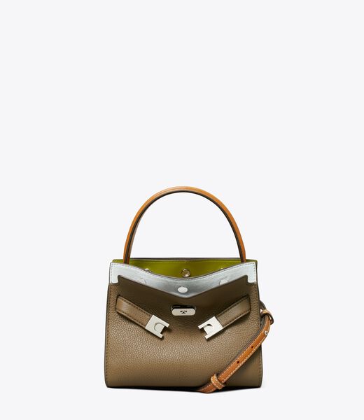 tory burch petite lee radziwill colorblock pebbled double bag