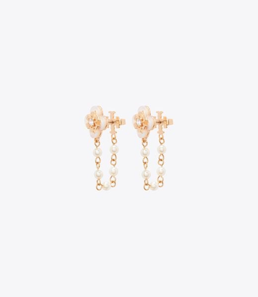 tory burch forget me not chain pearl earrings