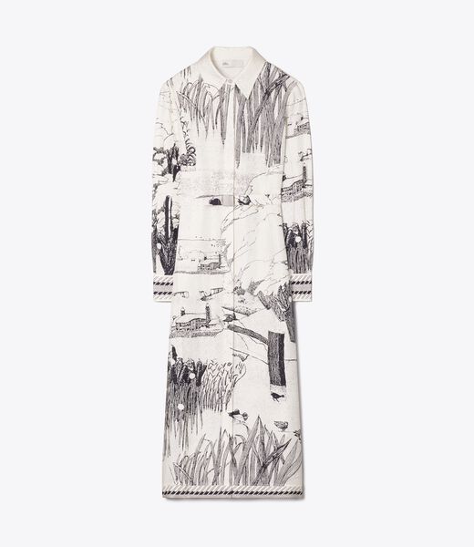 tory burch printed silk shirtdress