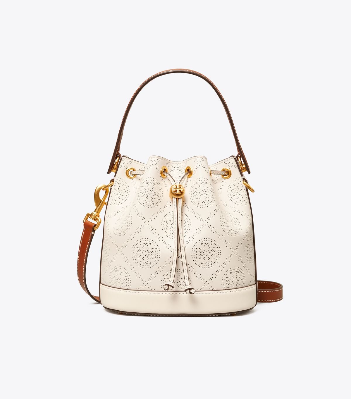 T Monogram Perforated Leather Bucket Bag