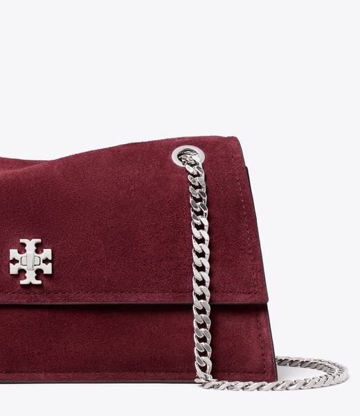 tory burch حقيبة كتف كيرا من جلد الغزال مع قفل دوار
