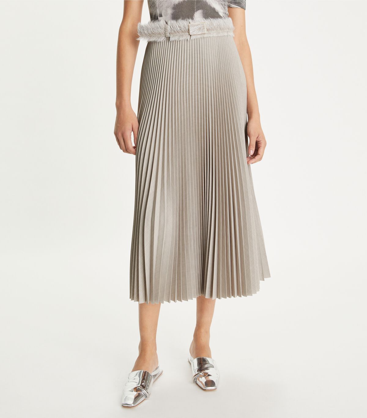 tory burch pleated melange viscose skirt