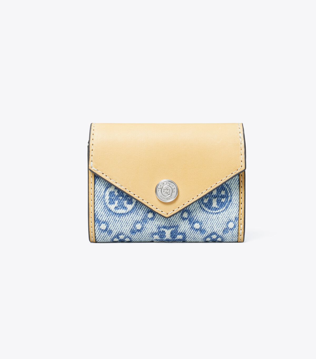 tory burch t monogram denim small envelope wallet