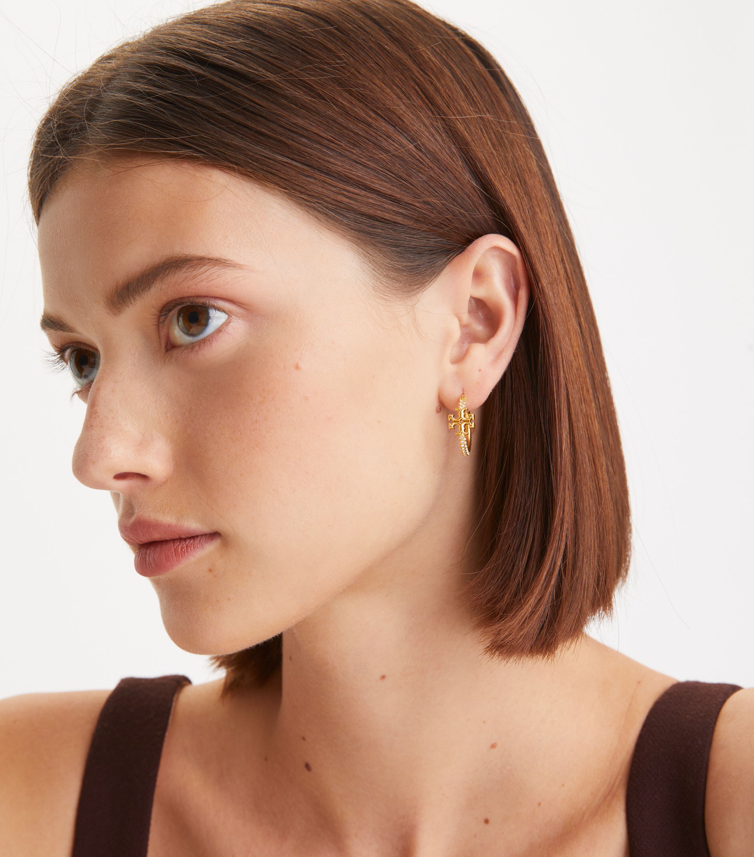 Tory Burch Small Eleanor Pave Hoop Earring Tory Burch UAE