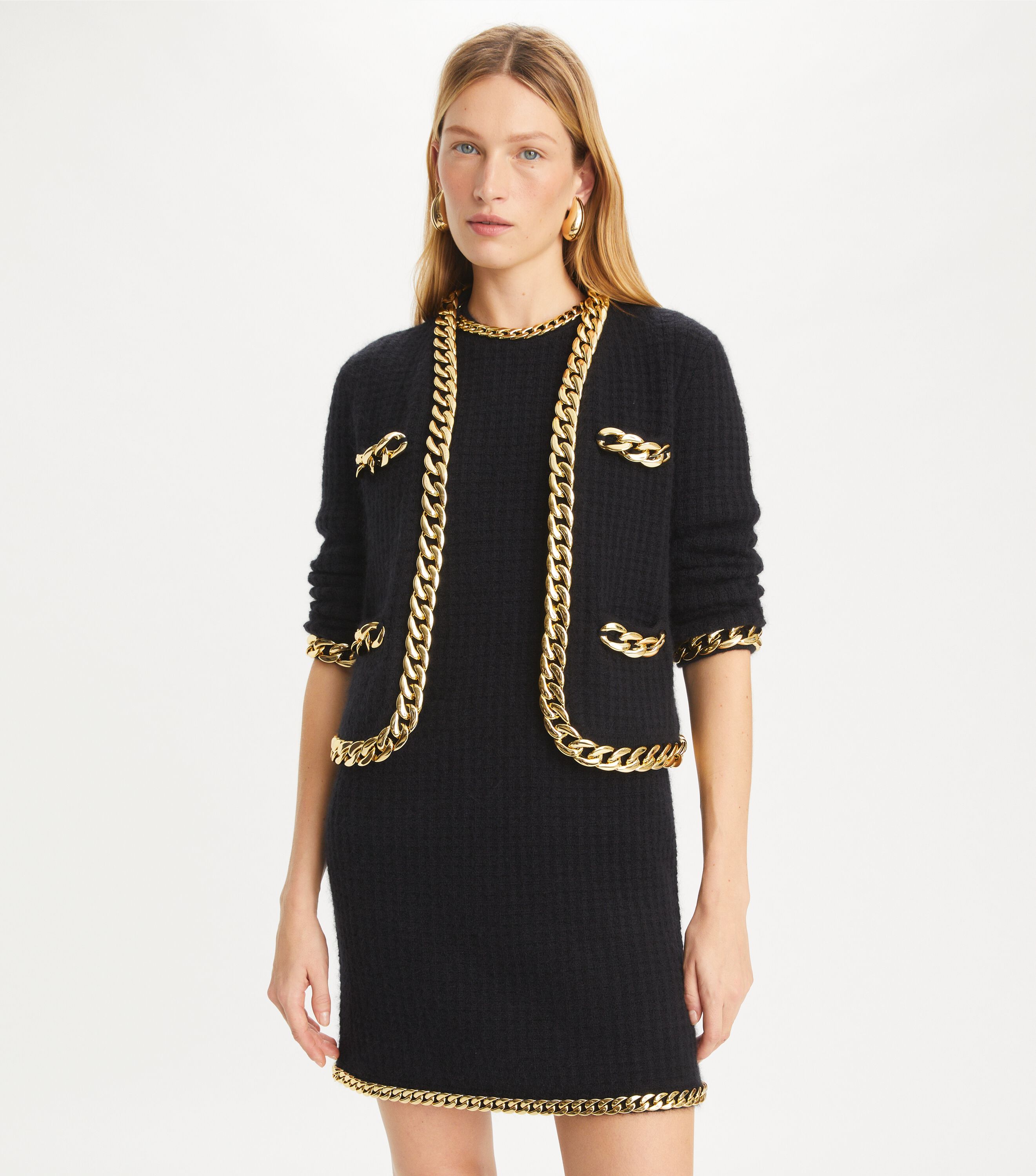 【関税込み】tory burch KENDRA CHAIN' JACKET Kendra Chain Cardigan, Black | Tory Burch UAE