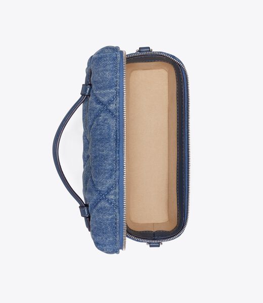 tory burch kira diamond quilt denim vanity case